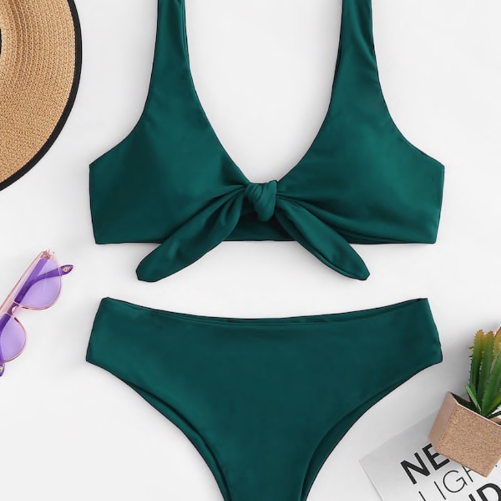 NEW Knot Front Top With Panty Bikini Set
